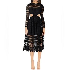 ASILIO A Cut Above Love Lace Midi Dress in black size 4